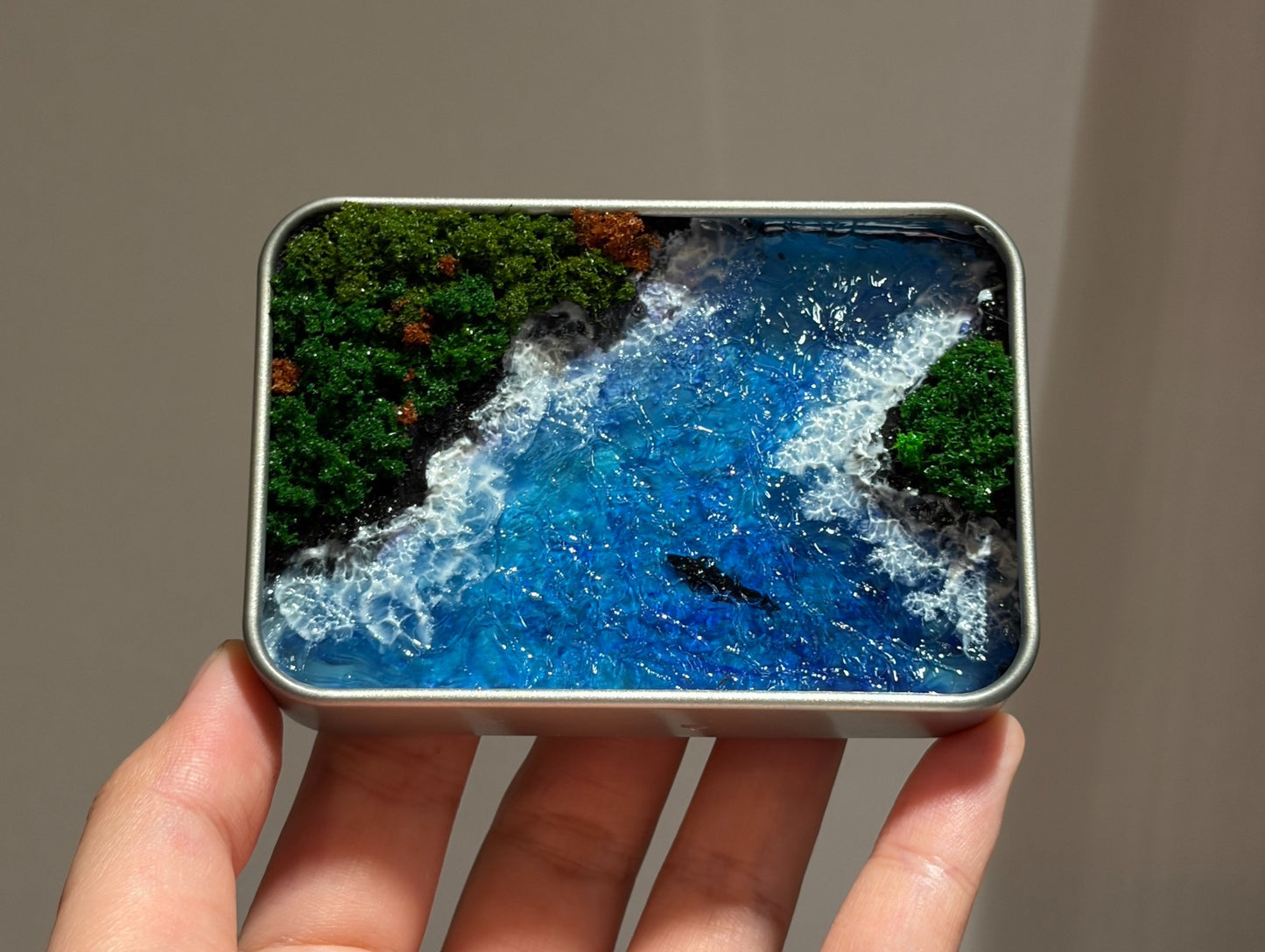 Miniature Coastal Landscape in Metal Box