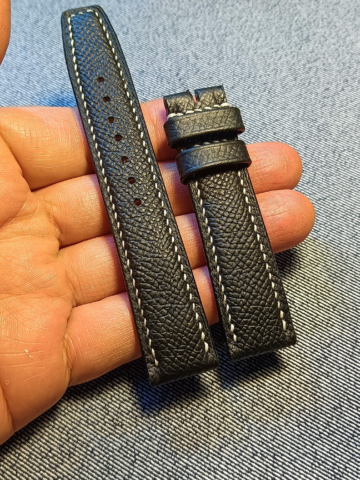Black Epsom Leather Watch Strap 18mm