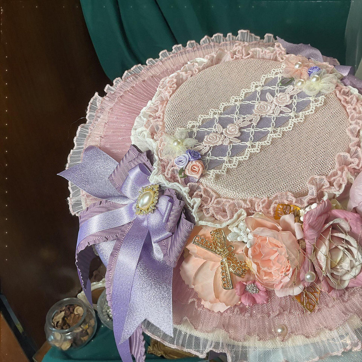Lolita Flat Hat with Lavender Bow