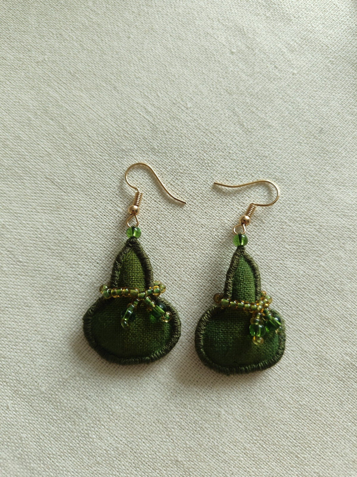Handmade Fabric Earrings with Beaded Fringe
