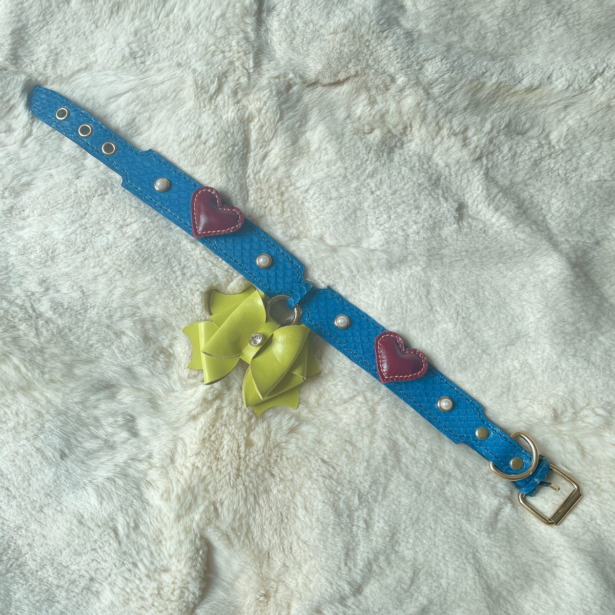 Snakeskin Leather Pet Collar with Bows
