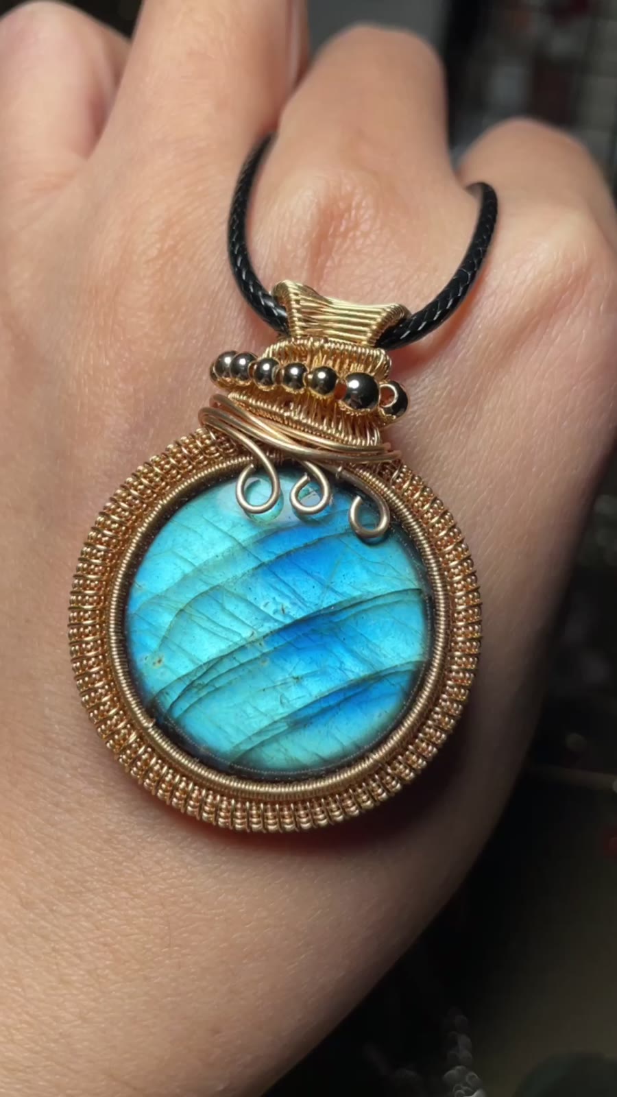 Blue Labradorite Wire Wrapped Pendant