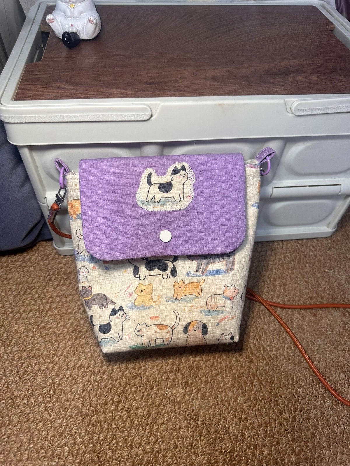 Cat Crossbody Bag with Flap Closure
