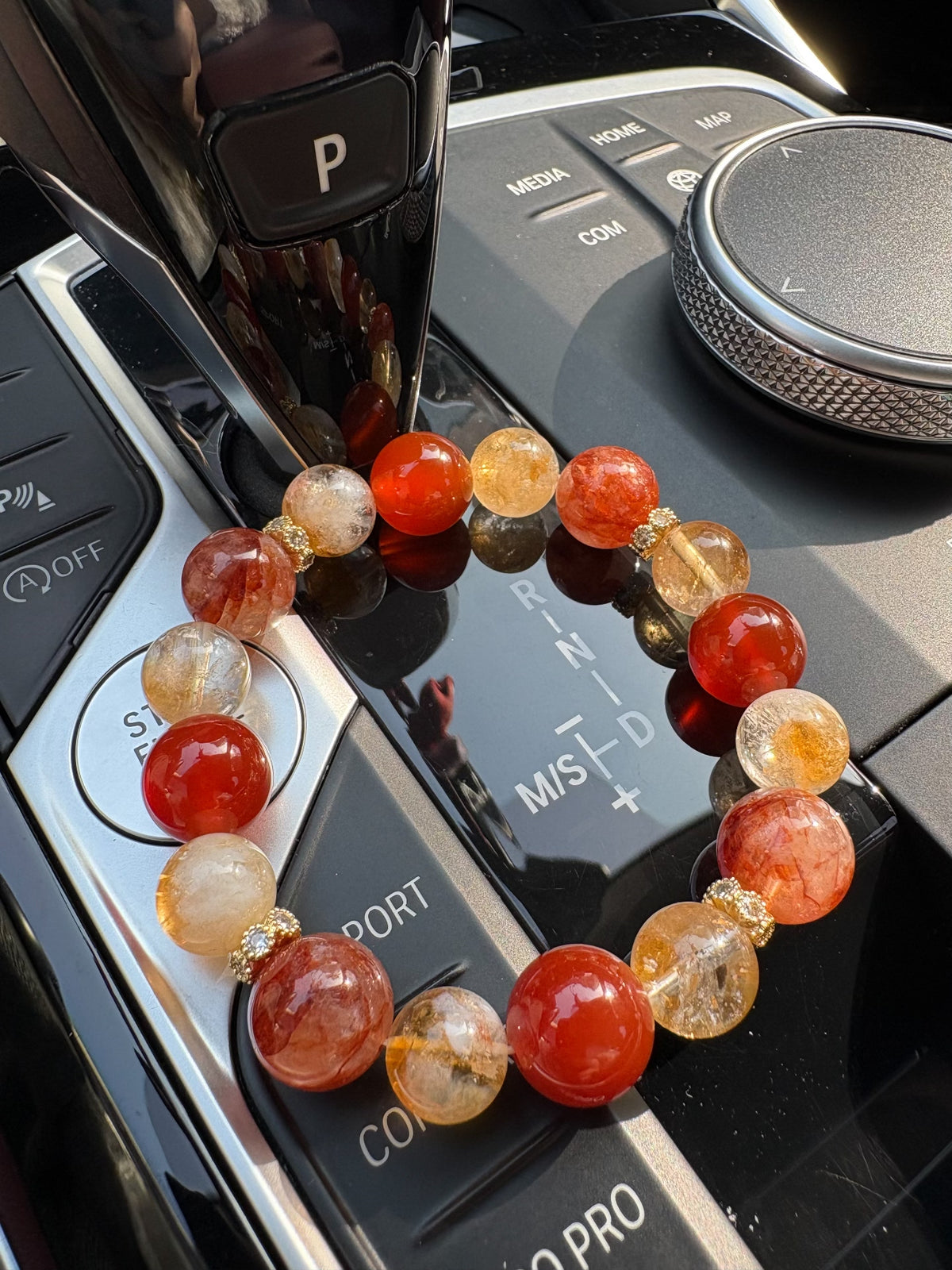Yellow Tower Crystal Red Agate Bracelet