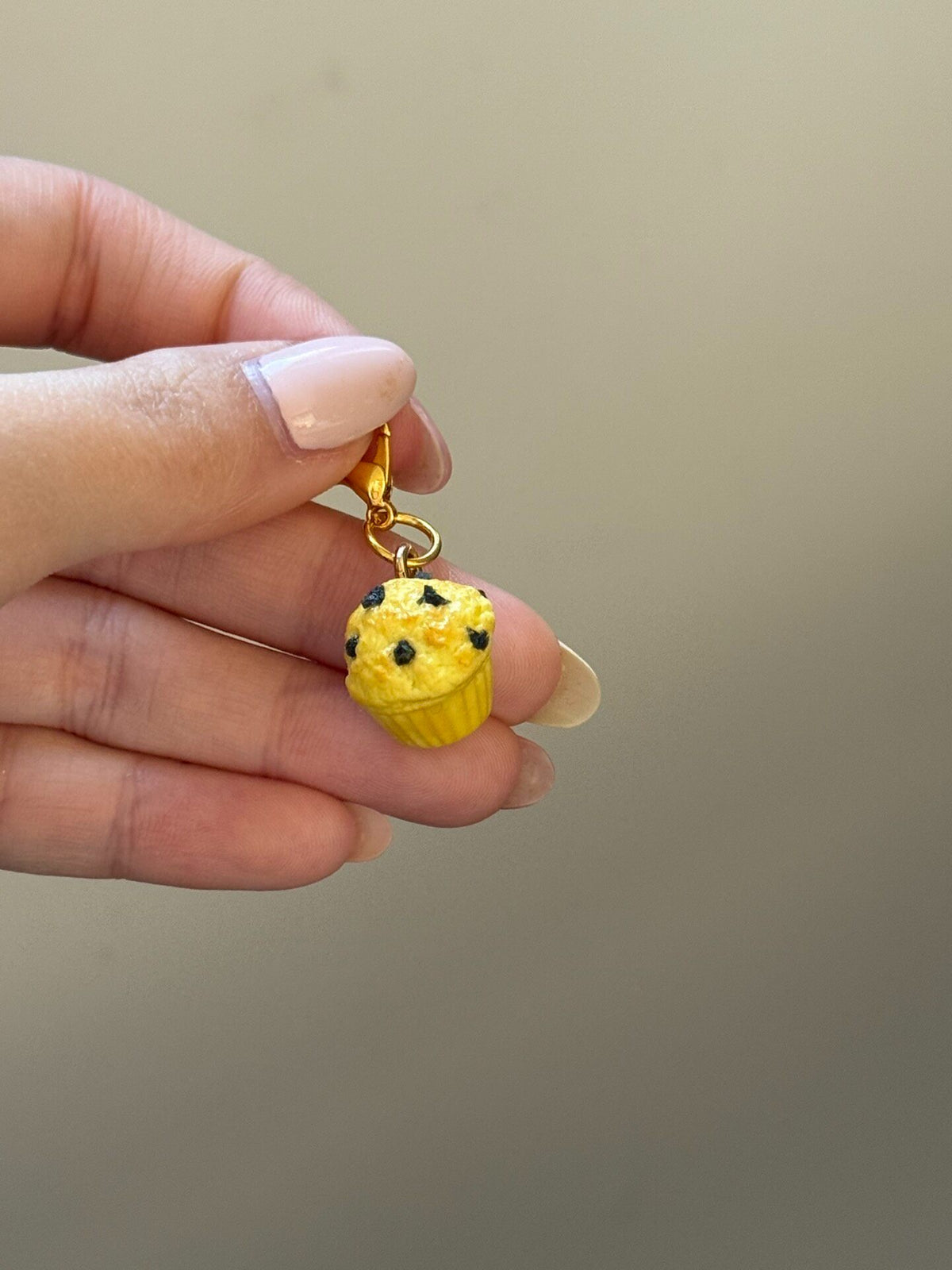 Miniature Yellow Cupcake Charm with Lobster Clasp