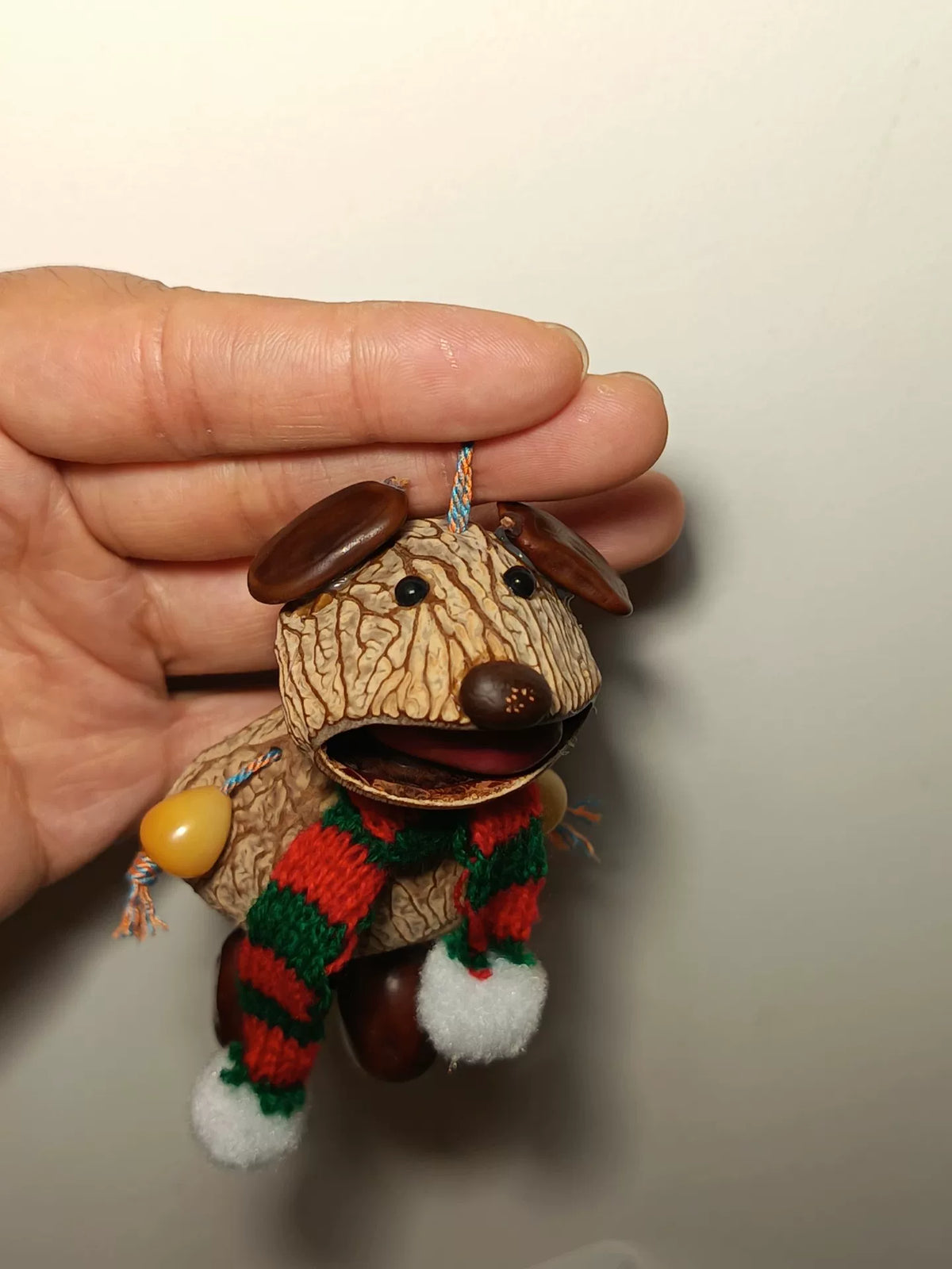 Handmade Indonesian Fruit Shell Bear Pendant