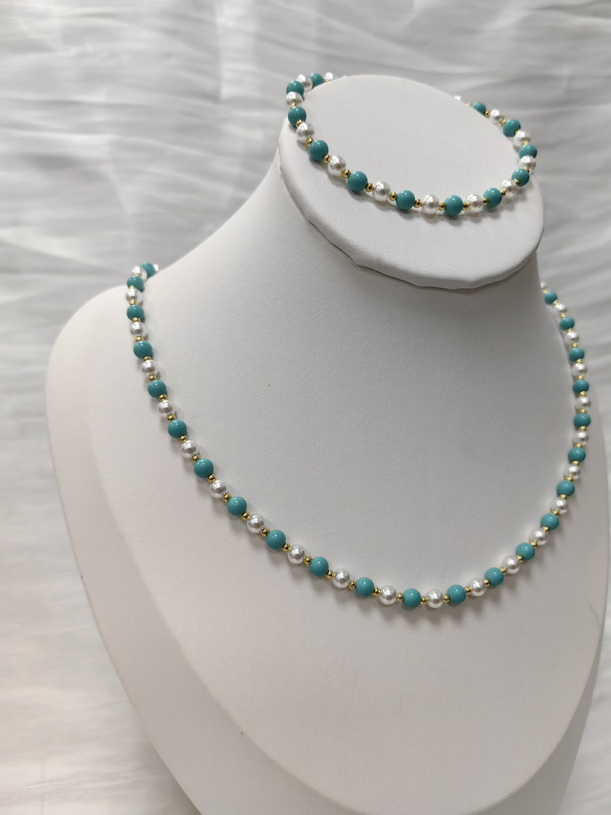 Swarovski Pearl Turquoise Necklace Bracelet Set