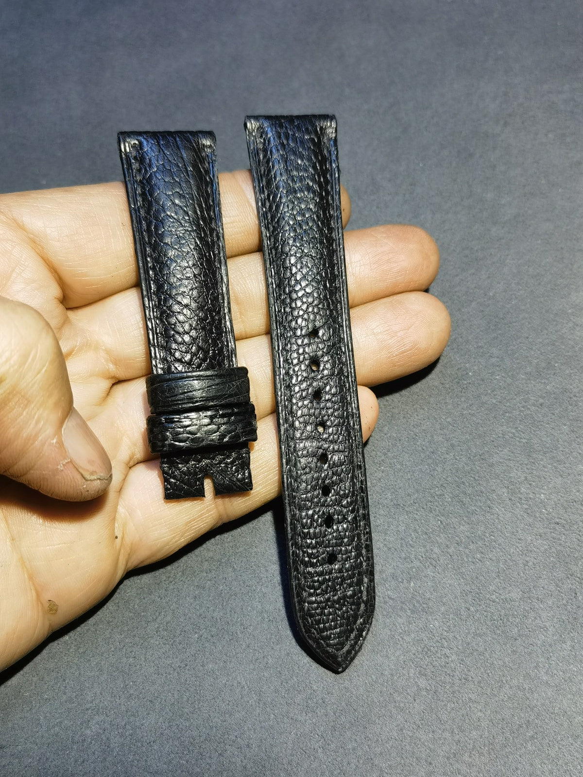 Black Ostrich Leather Watch Strap
