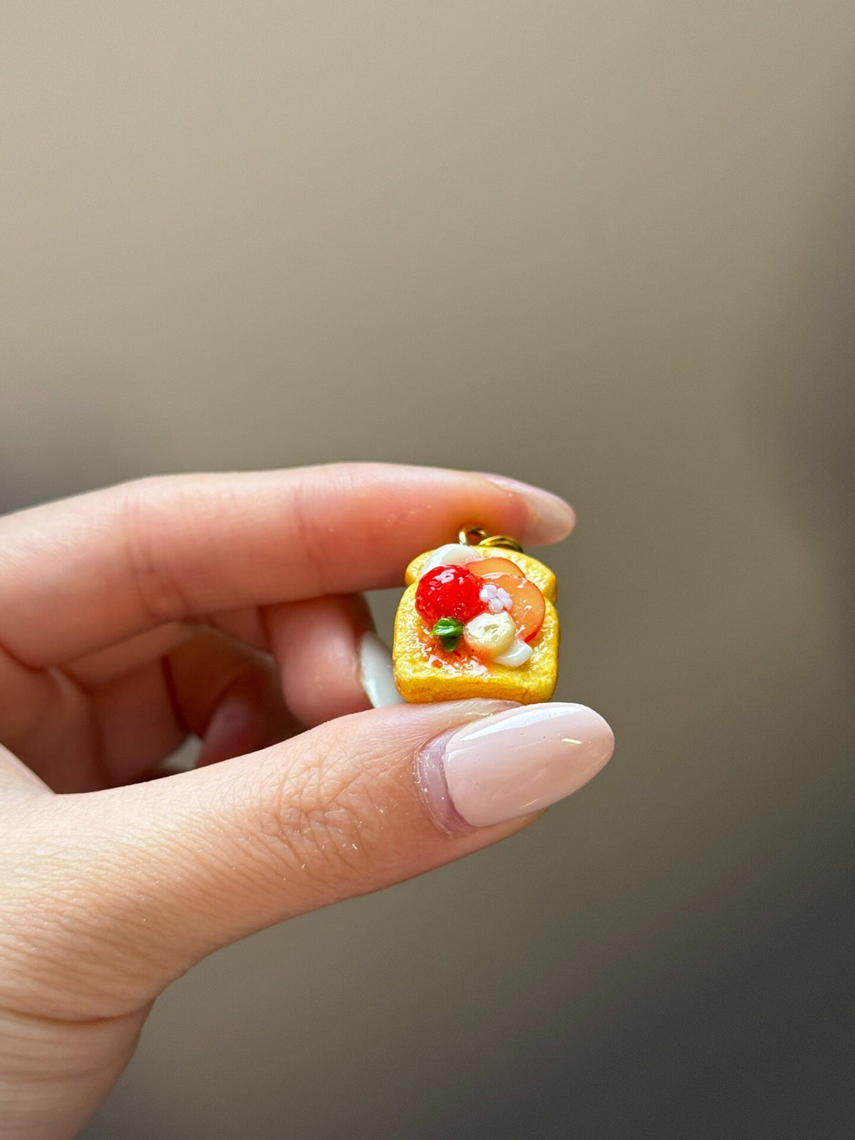 Miniature Clay Fruit Toast Charm