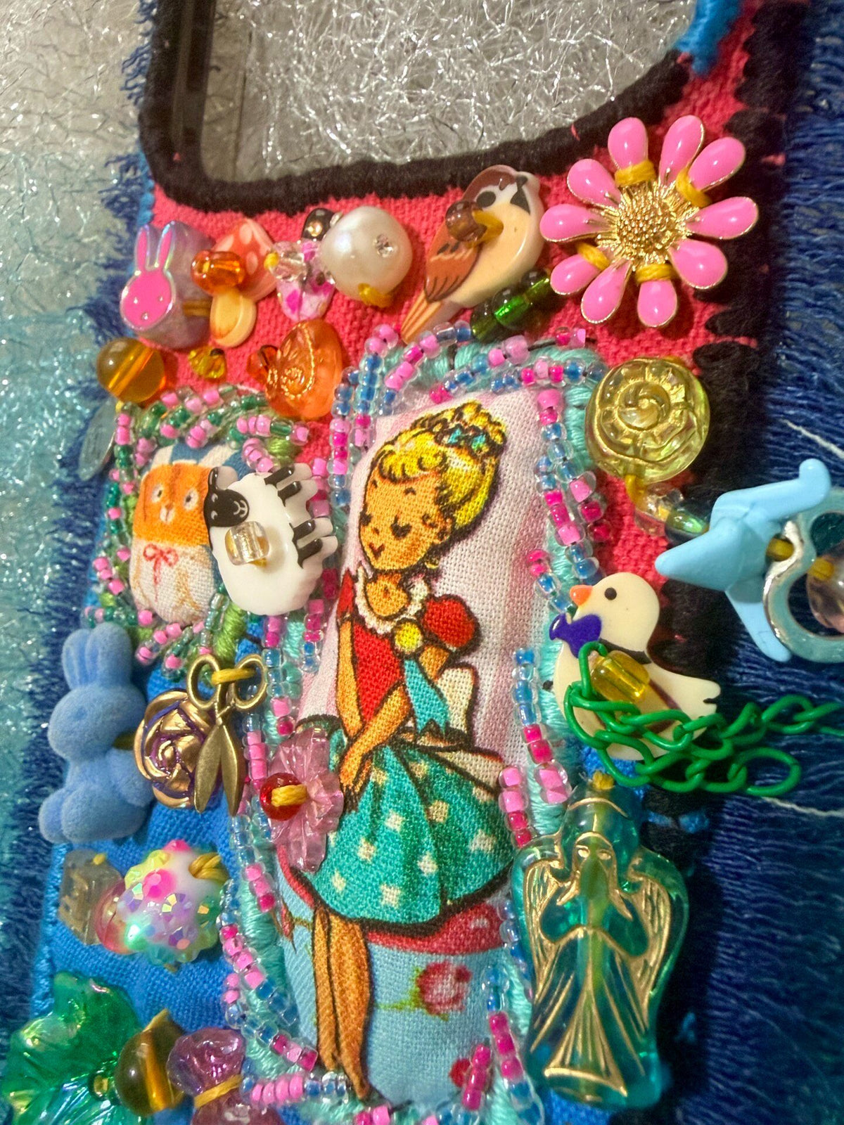Handcrafted Beaded Patchwork Fabric Phone Case