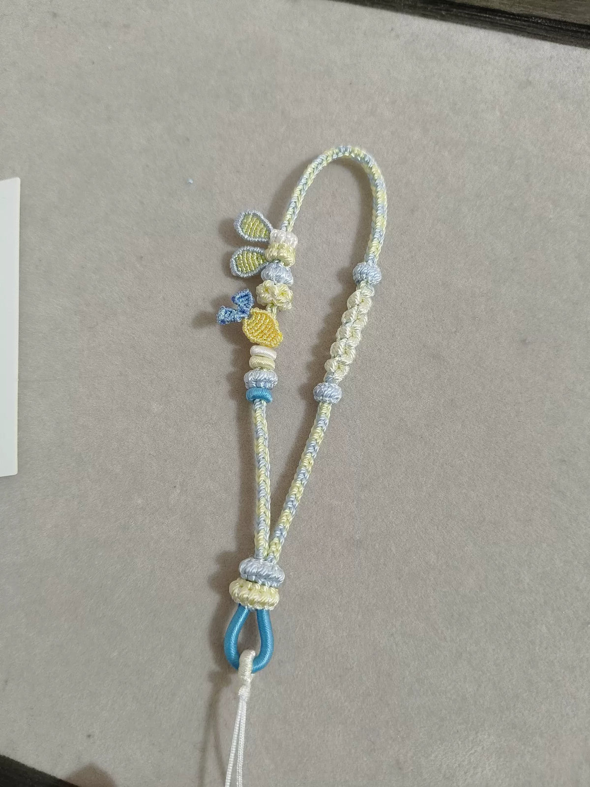 Lanyard per telefono Intrecciato a Mano Sfumatura Blu Bianco