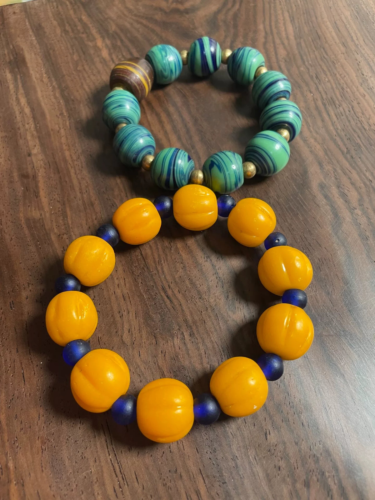 Old Tianjin Glass Melon Bead Bracelet