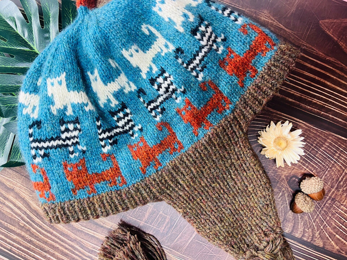 Shetland Wool Earflap Hat Fair Isle