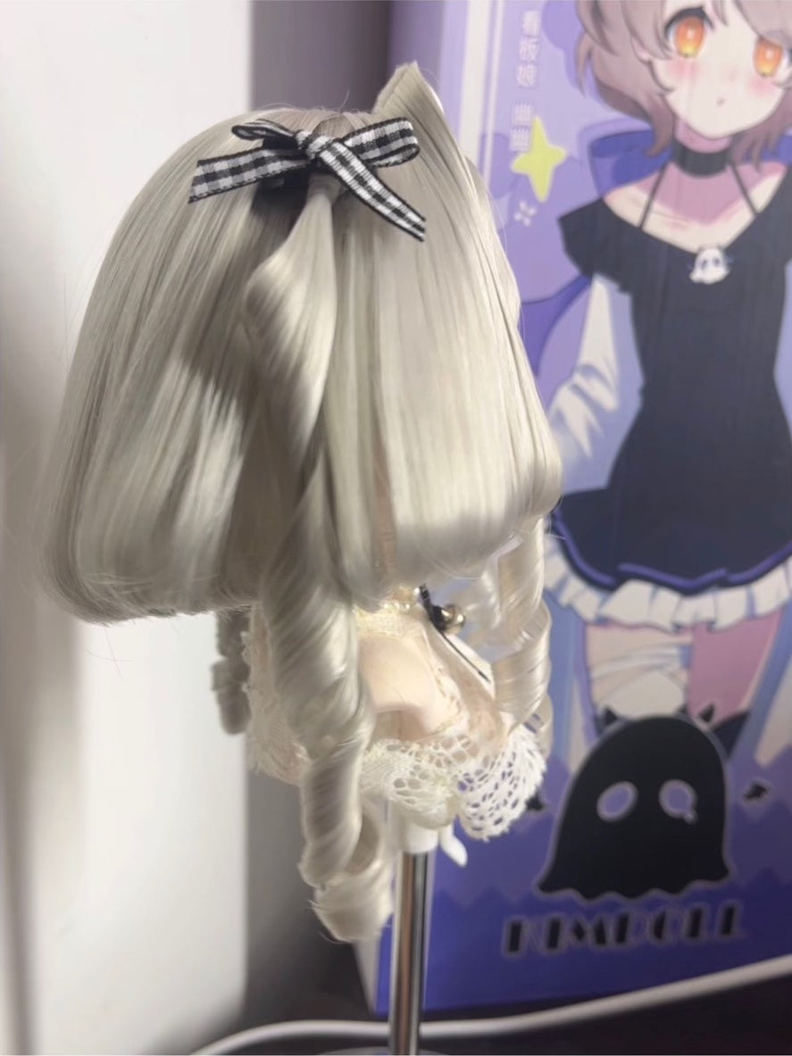 Doll Wig Light Silver Gray Bob
