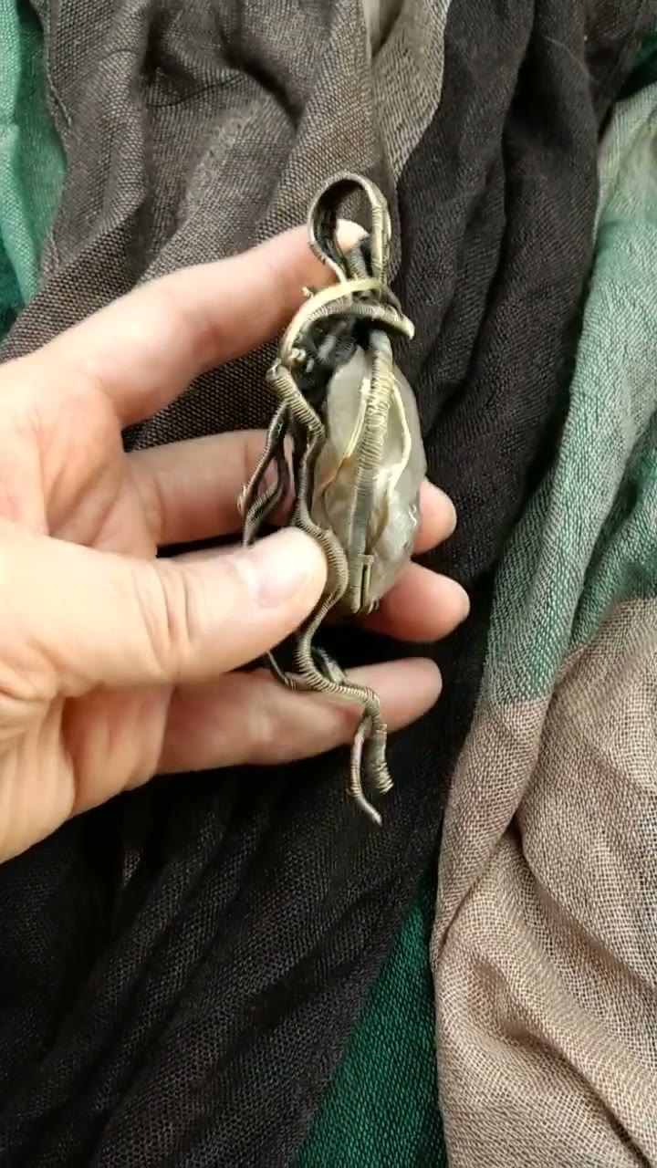 Cthulhu Spirit Quartz Wire Wrapped Pendant
