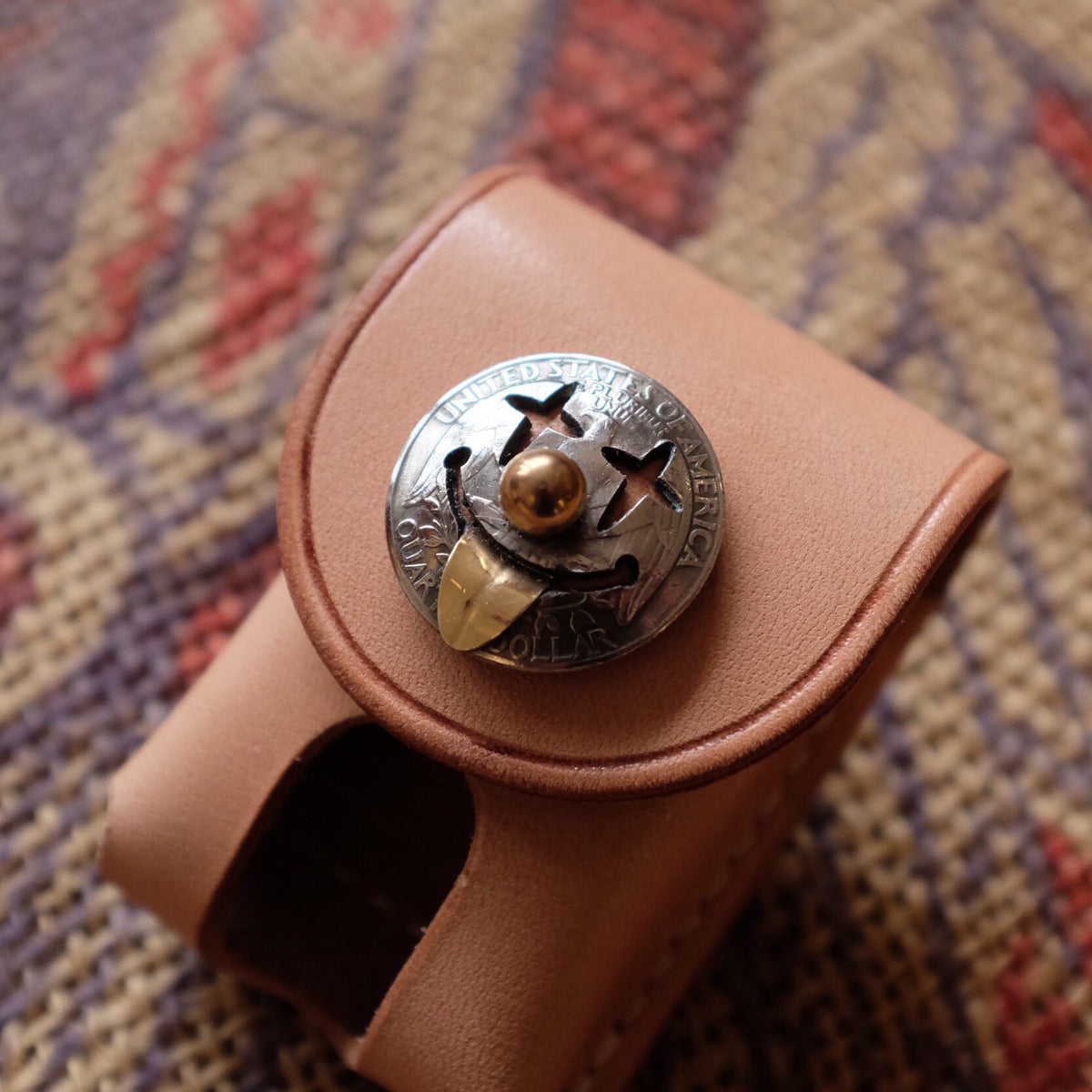 Leather Zippo Case with Coin Closure