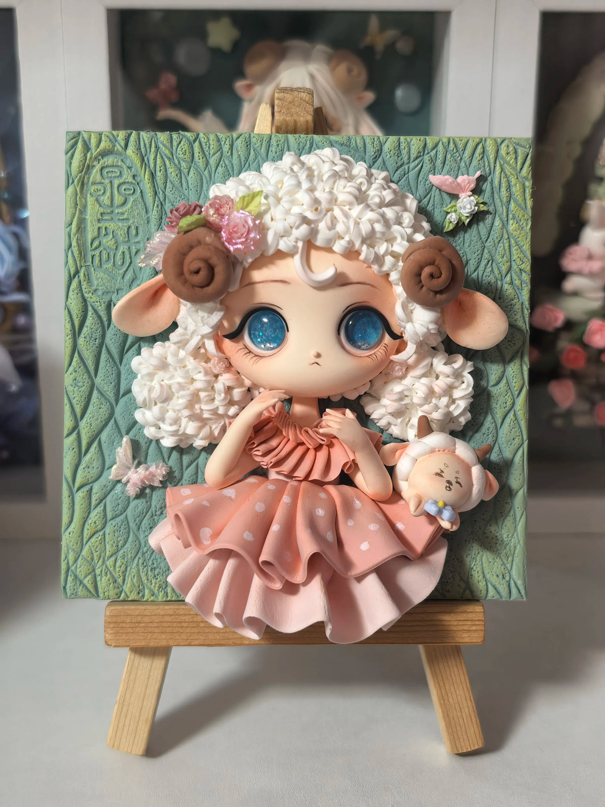 Handmade Lamb Clay Decorative Frame 10 cm