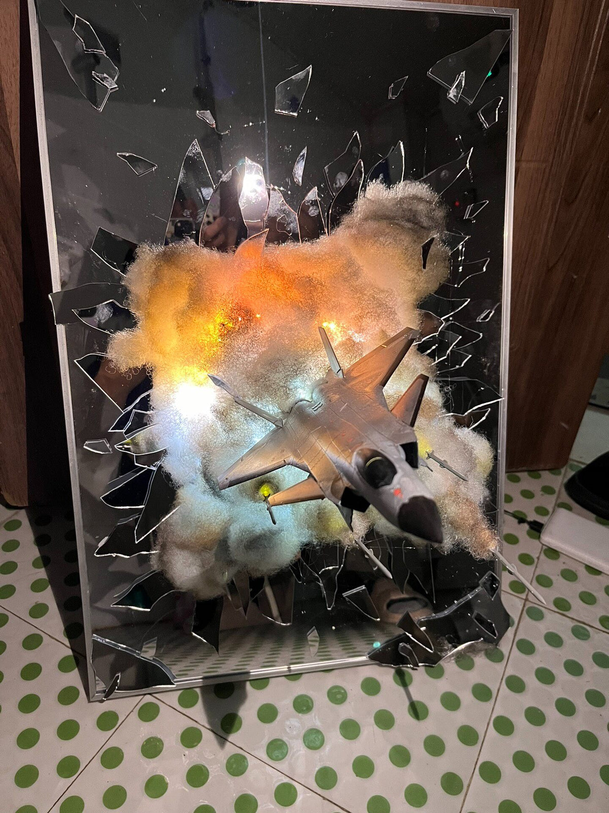 J20 Fighter Shattered Mirror LED Diorama