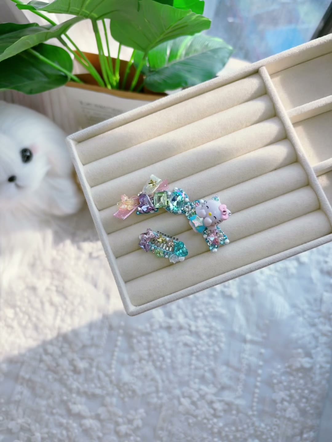 Blue Cat Hair Clips Set