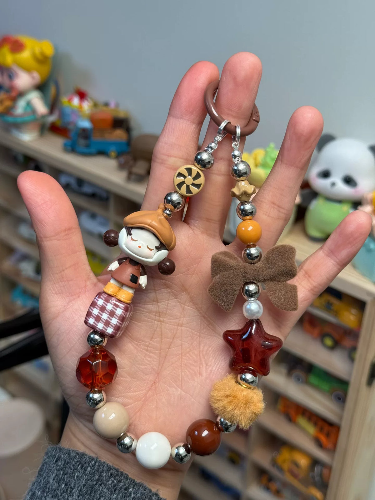 Coffee Factory Beaded Phone Strap Keychain