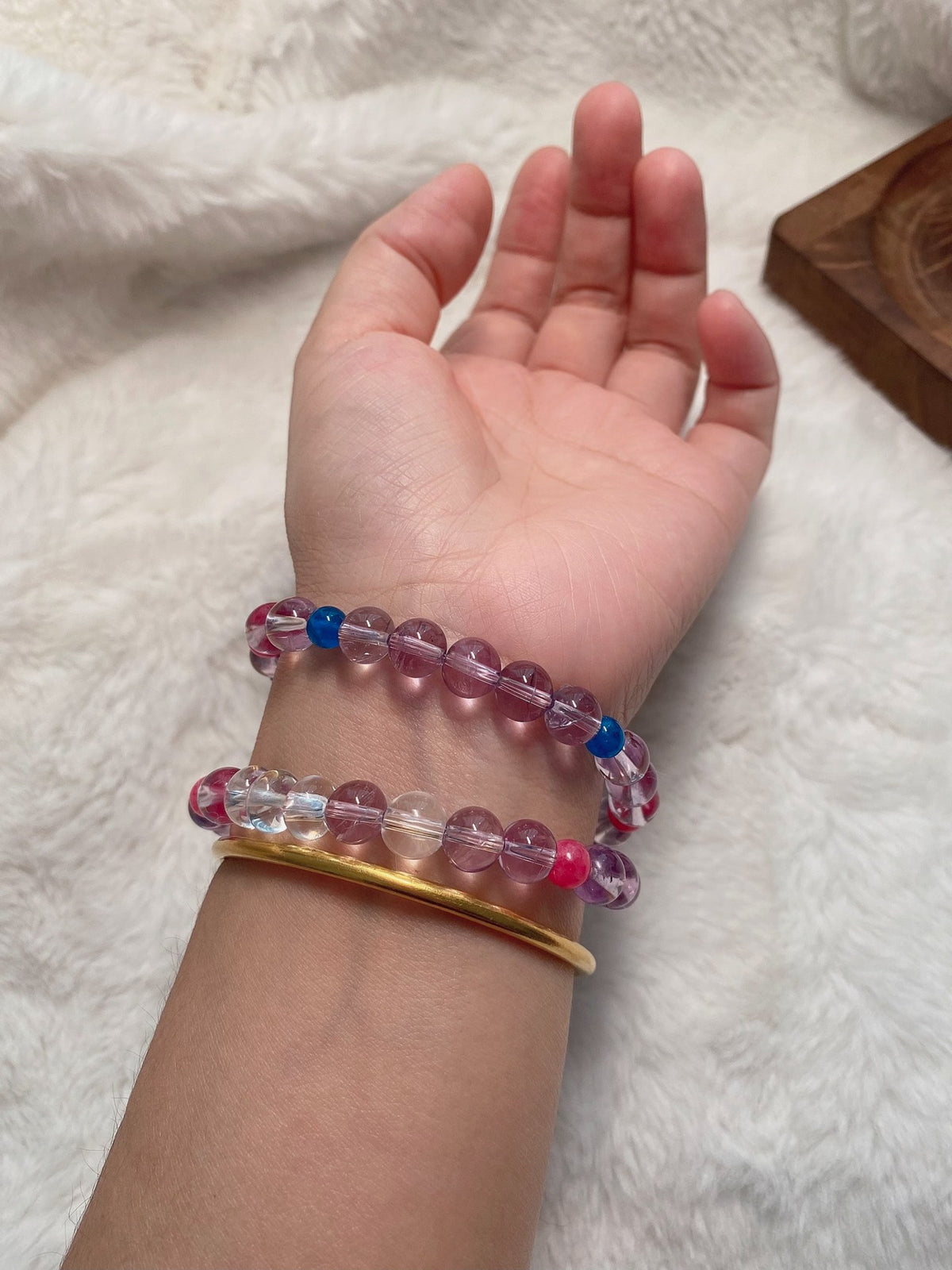 Double Loop Amethyst Beaded Bracelet 8mm