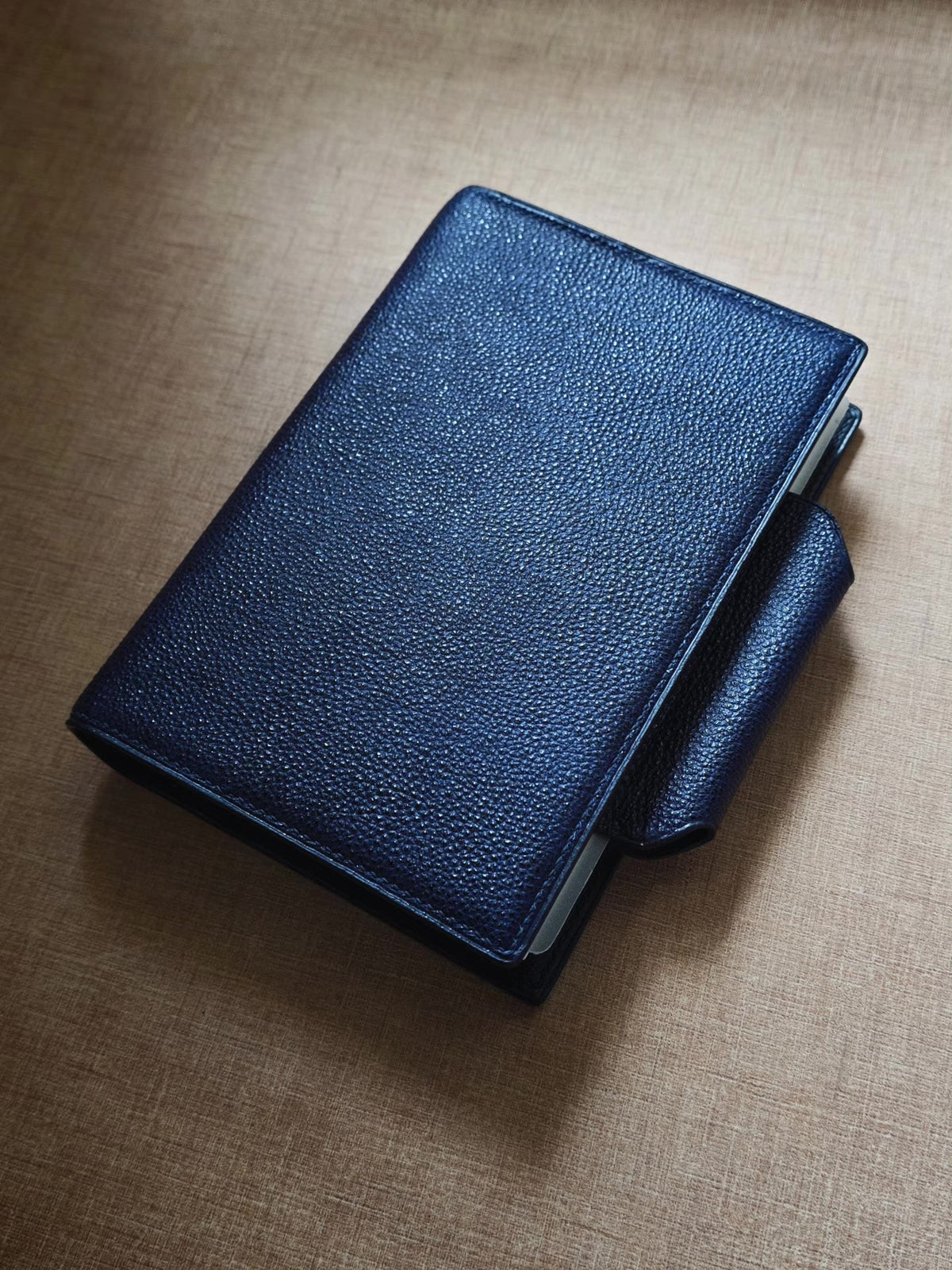 A6FC Ring Binder Planner Navy Leather