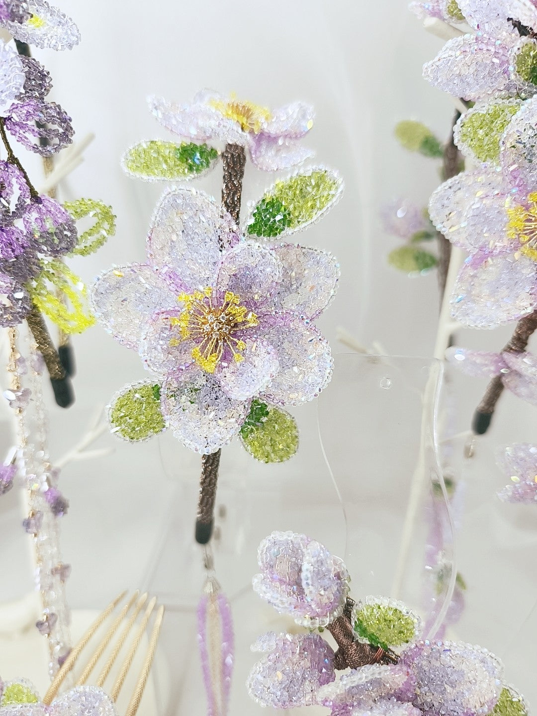 Handmade Beaded Flower Hair Comb Spring Clip