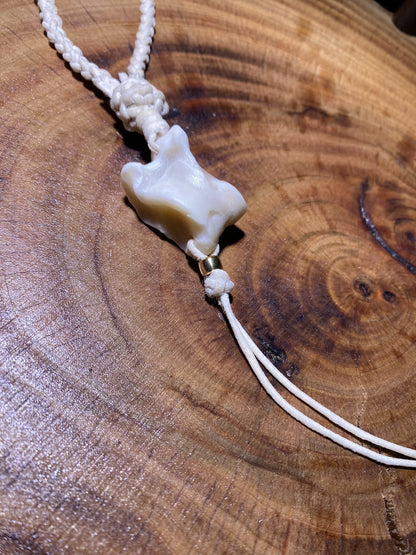 Handwoven Creamy White Rope Keychain with Amber Bead and Pendant