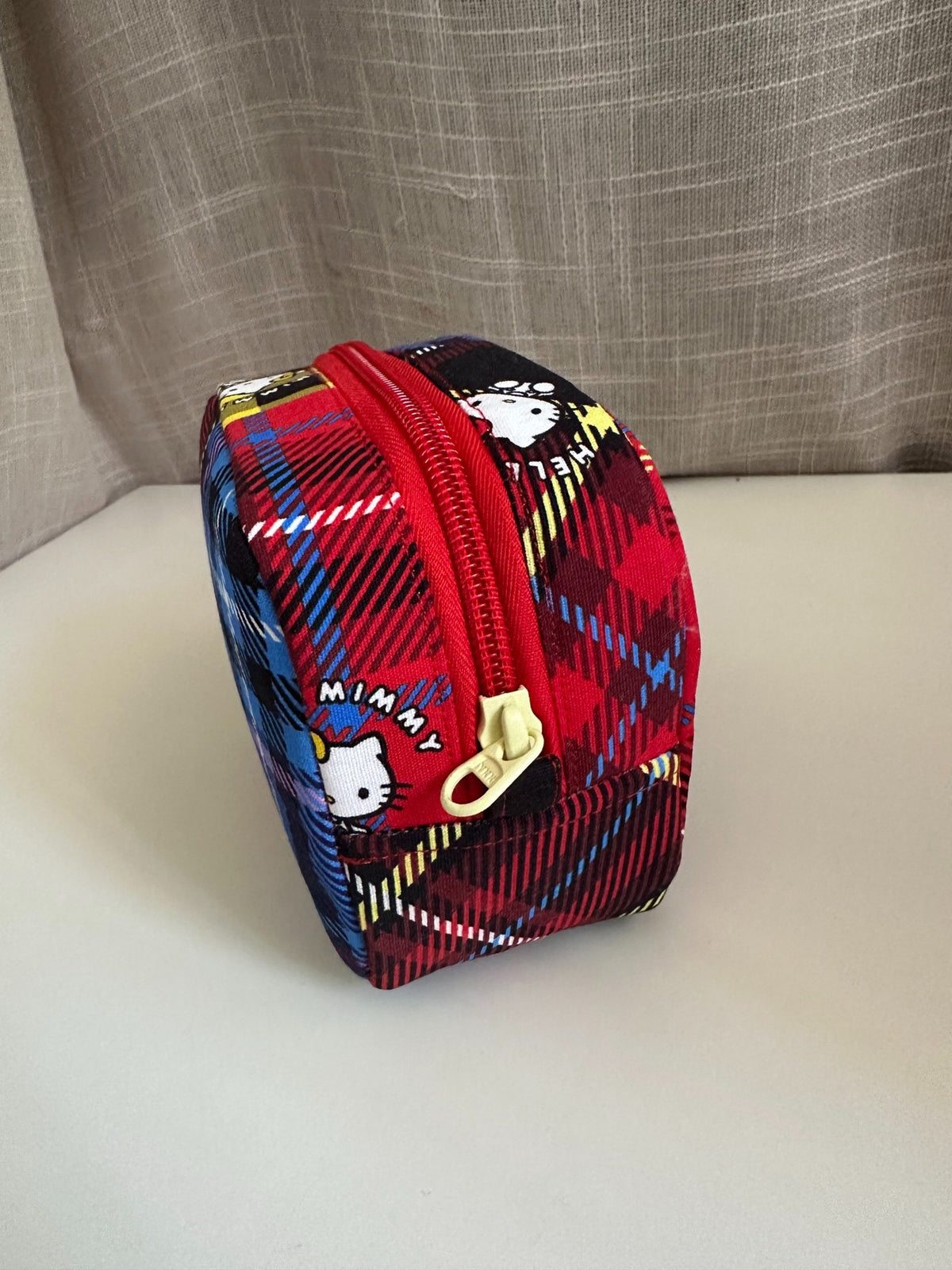 Hello Kitty Plaid Handmade Fabric Pouch