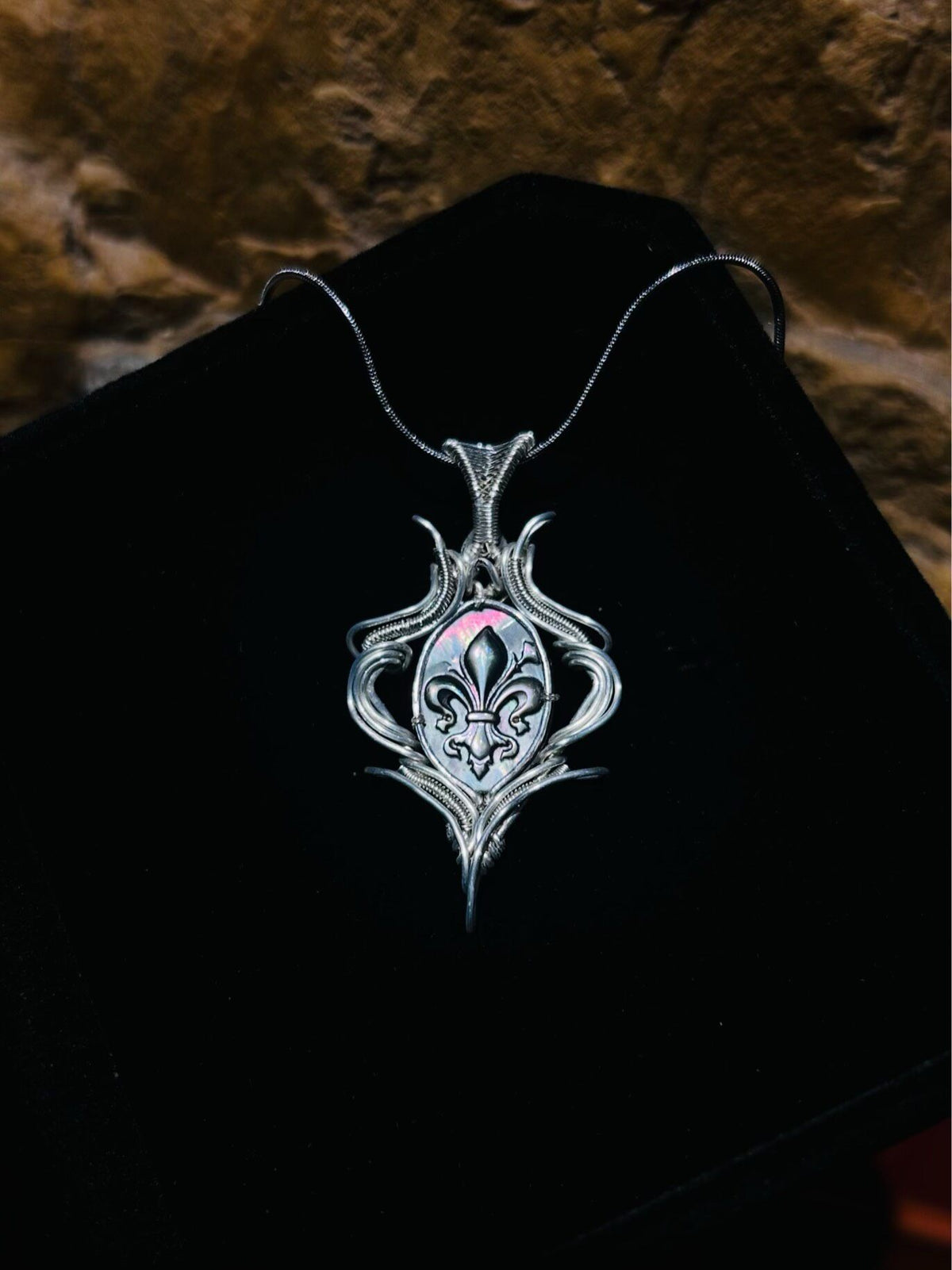 Wire-Wrapped Black Abalone Shell Pendant