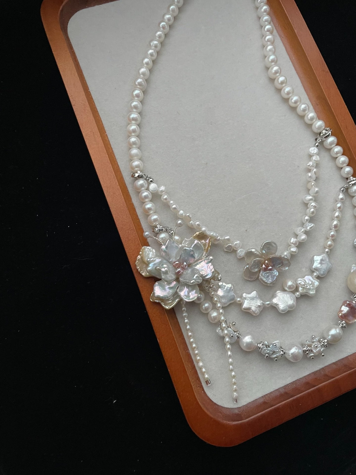 Natural Pearl Multi Strand Necklace