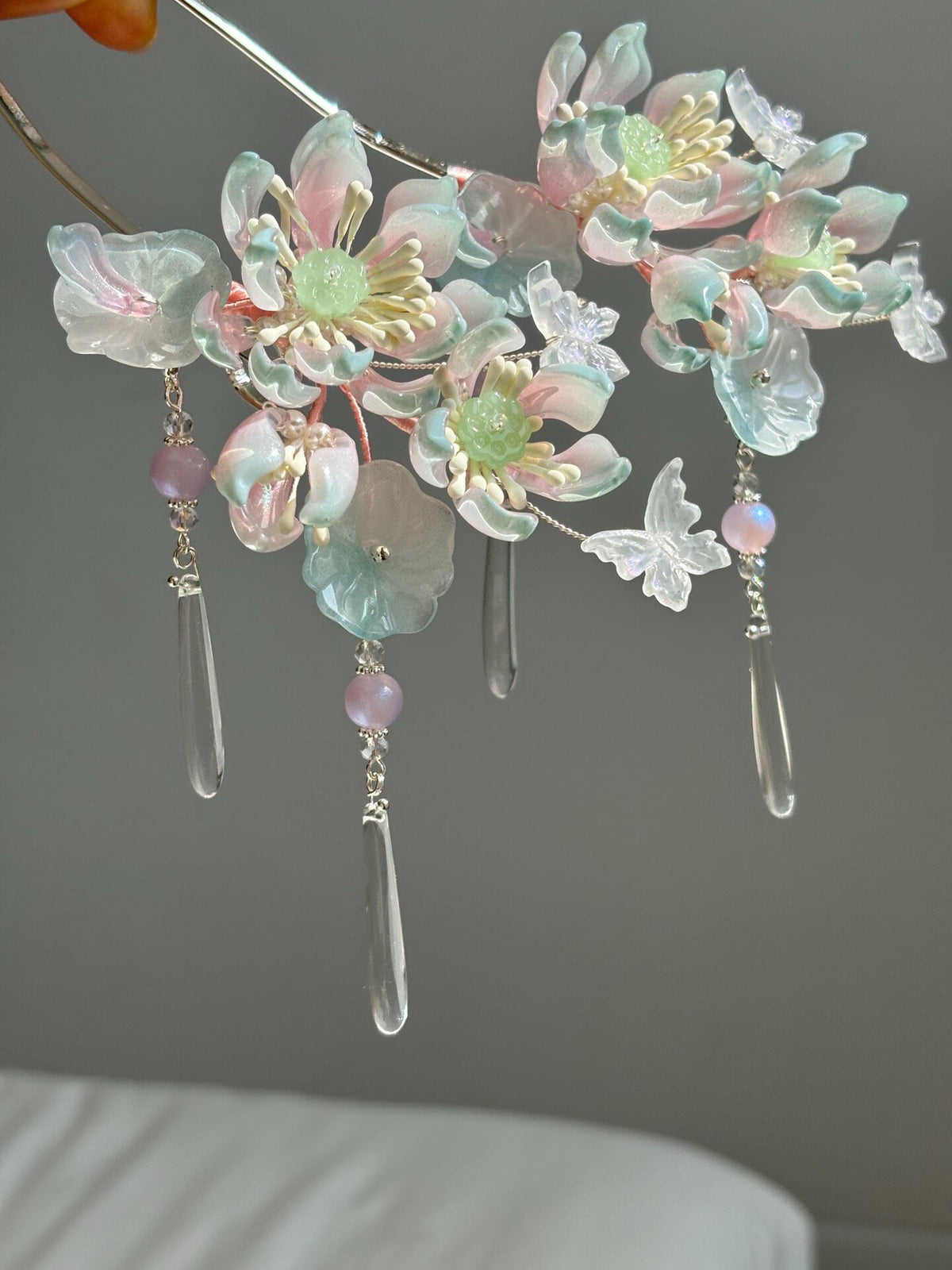 Lotus Grace Glazed Glass Hair Fork