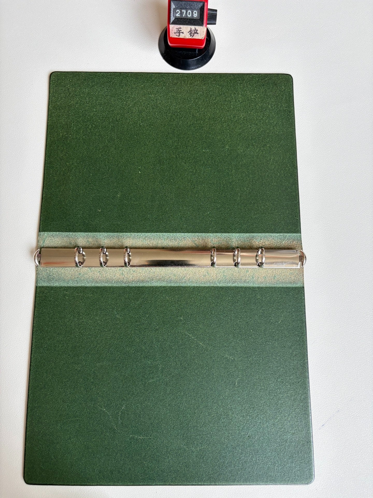 A5 Olive Green Buttero Leather 15-Ring Loose-Leaf Notebook