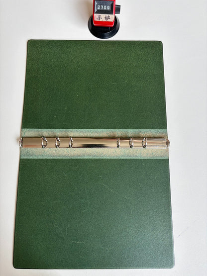 A5 Olive Green Buttero Leather 15-Ring Loose-Leaf Notebook