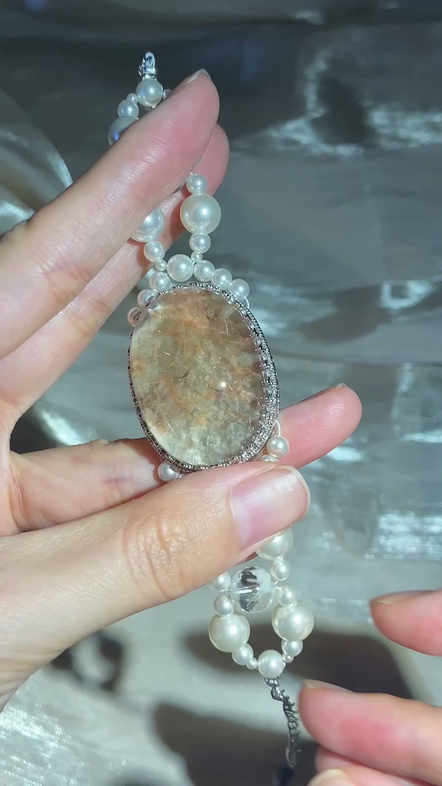 Rutilated Quartz Oval Cabochon Bracelet