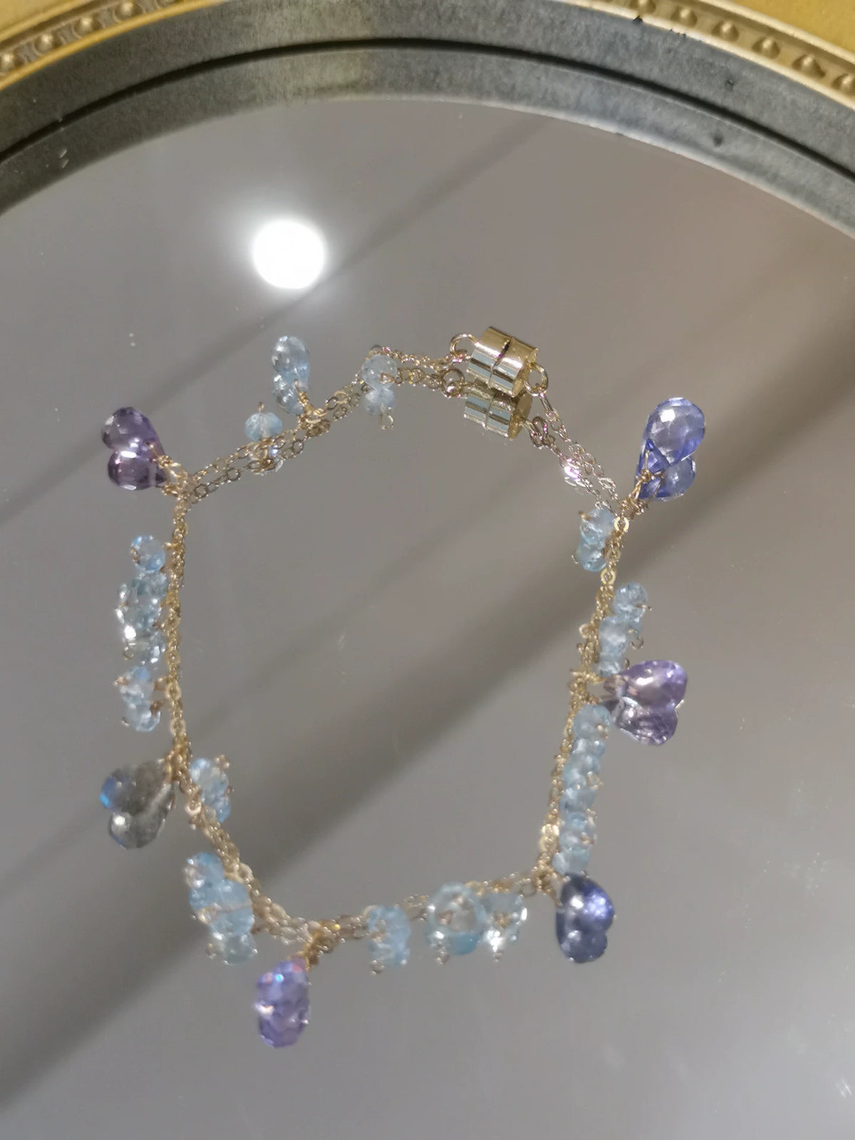 Adjustable Gold Filled Multi Gemstone Bracelet