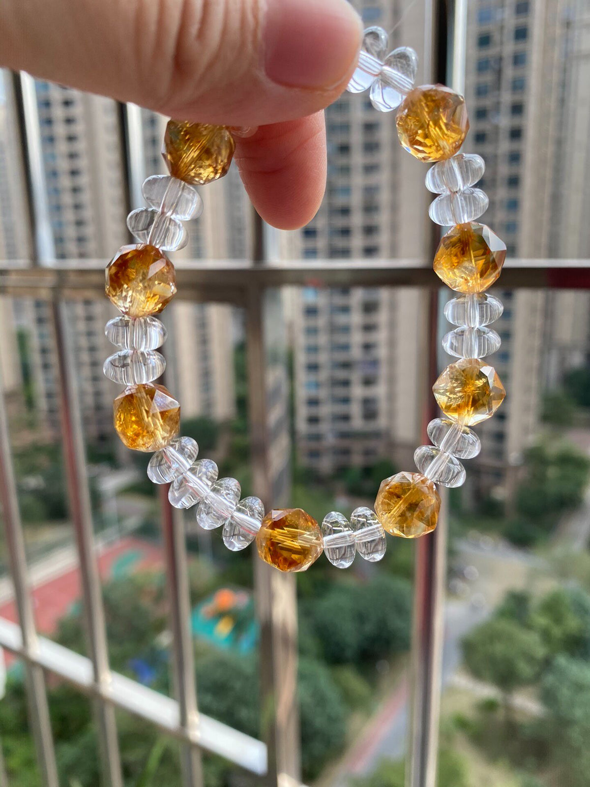 Rutilated Quartz White Quartz Crystal Bracelet