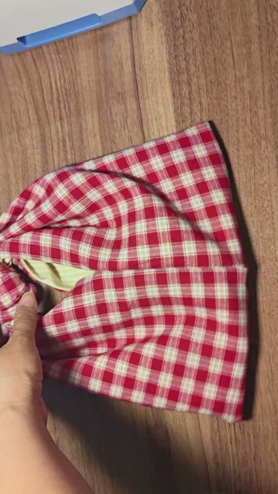 Red Gingham Cotton Knotted Handle Bag