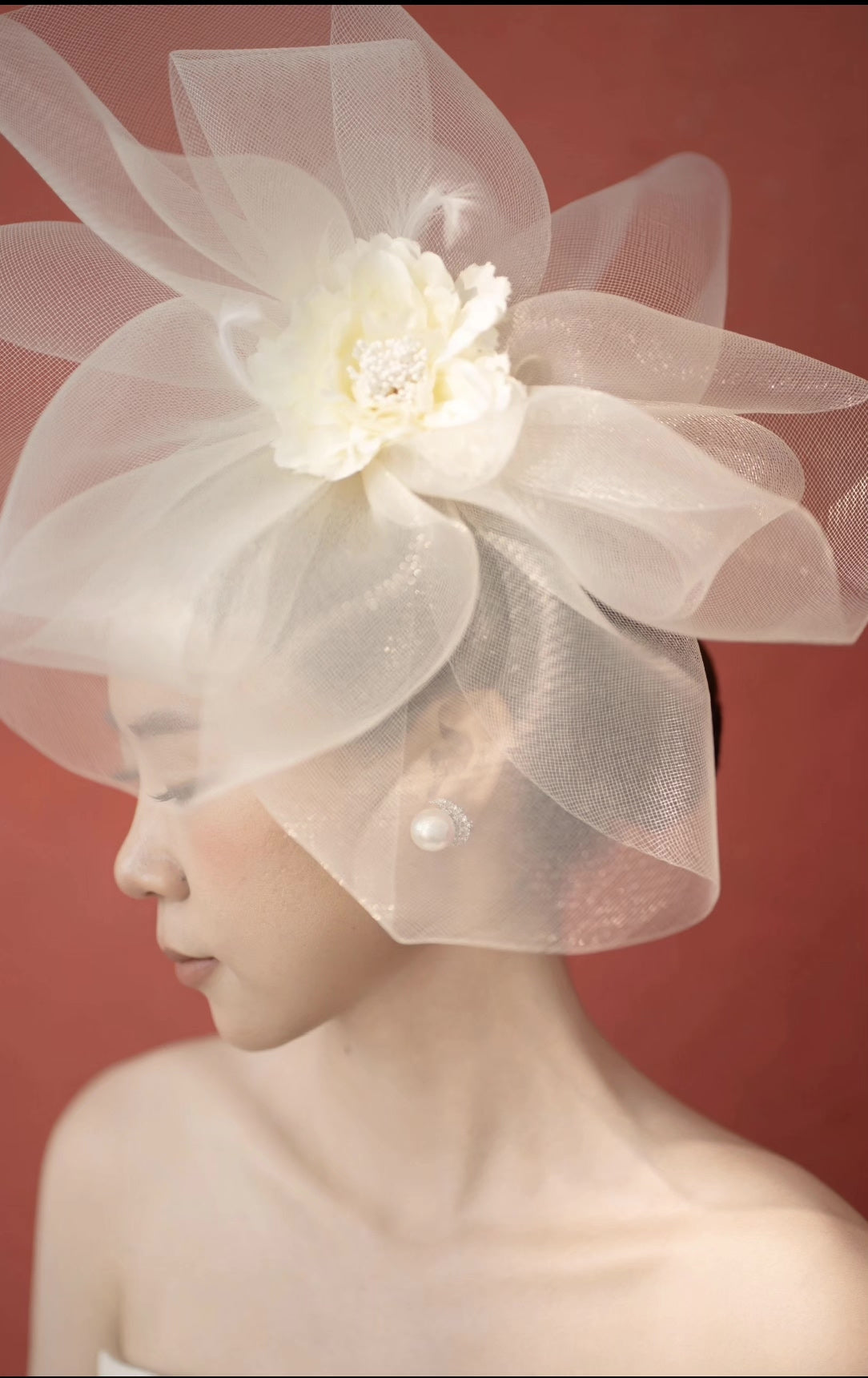 Ivory Tulle Bridal Flower Headpiece