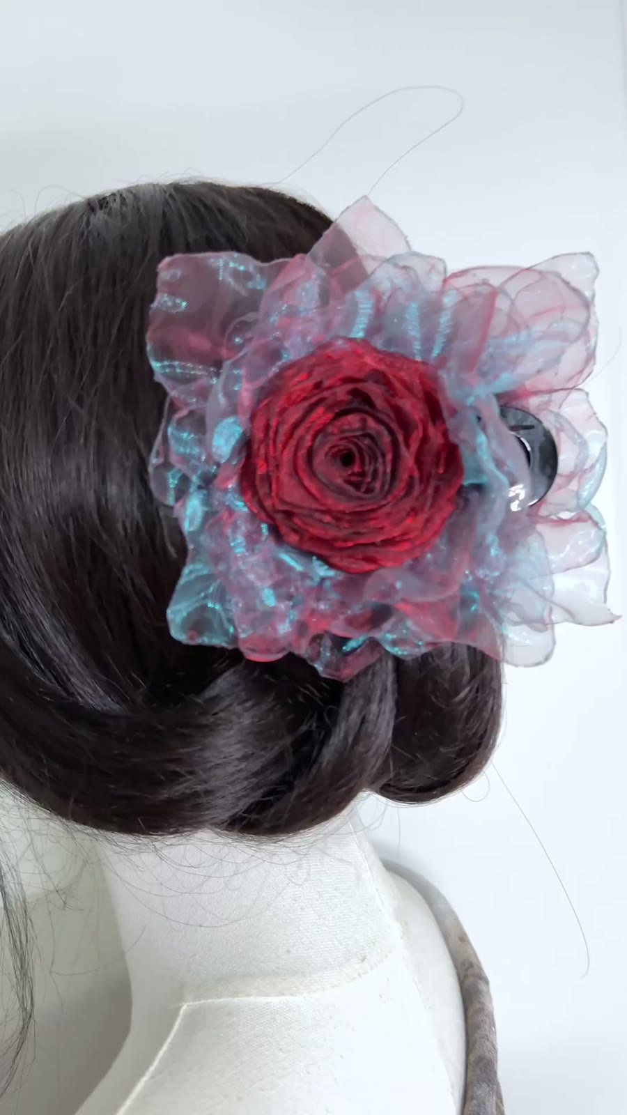 Handcrafted Fabric Rose Organza Claw Clip