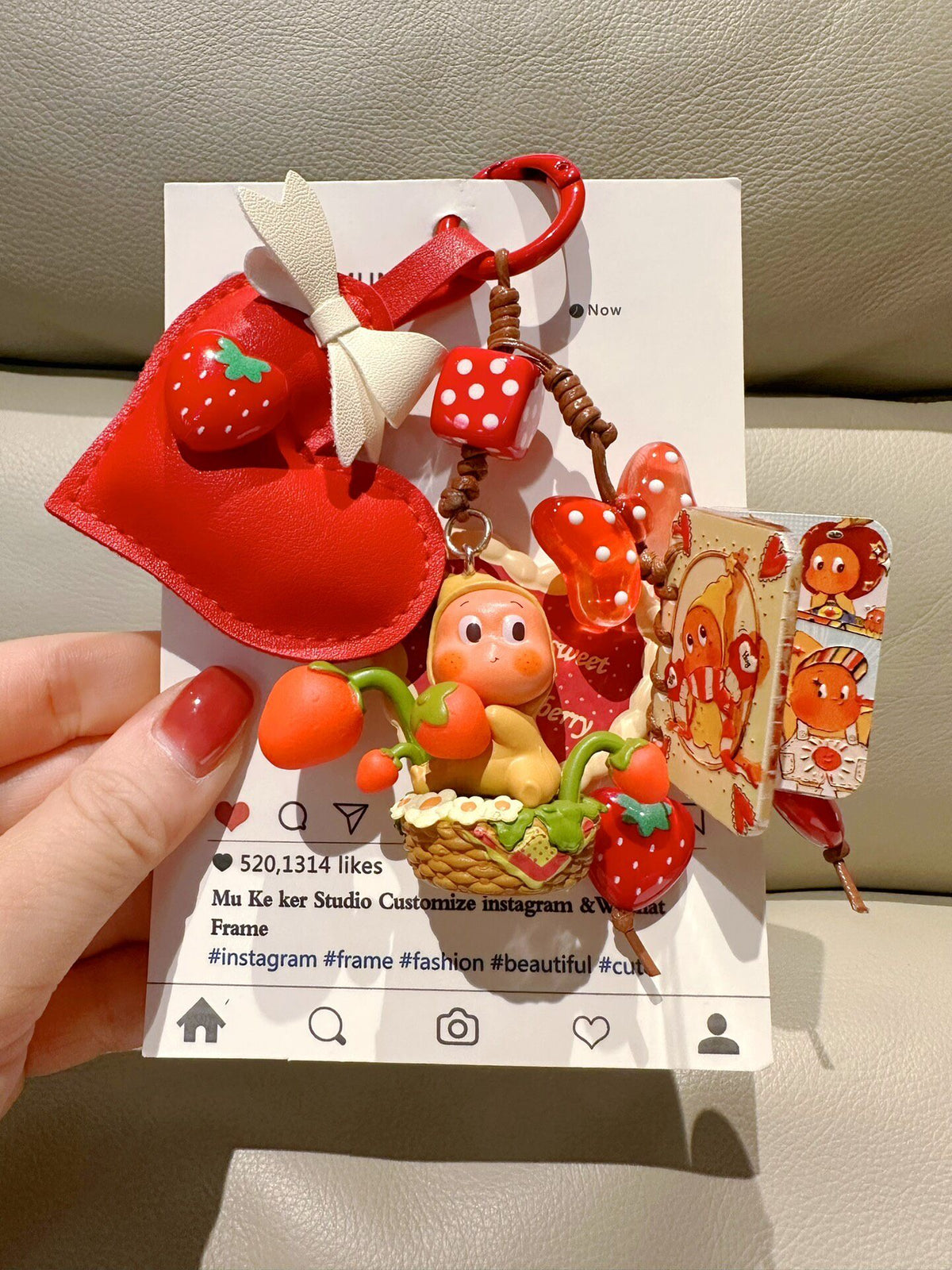 Strawberry Character Keychain Bag Charm