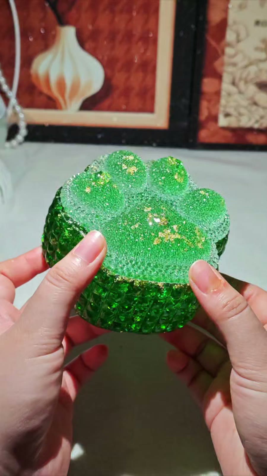 Emerald Green Cat Paw Diamond Storage Box