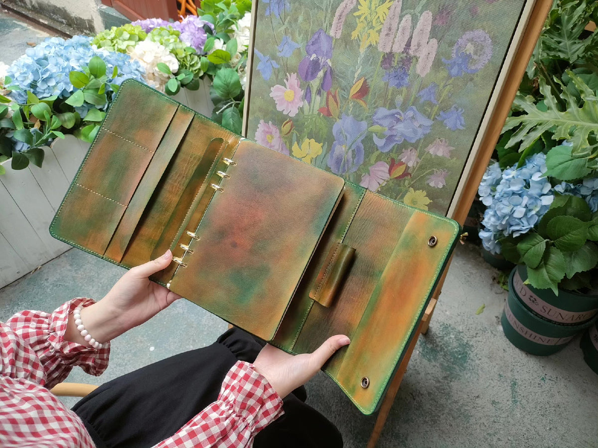 Vegetable Tanned Leather Tri Fold Refillable Sketchbook