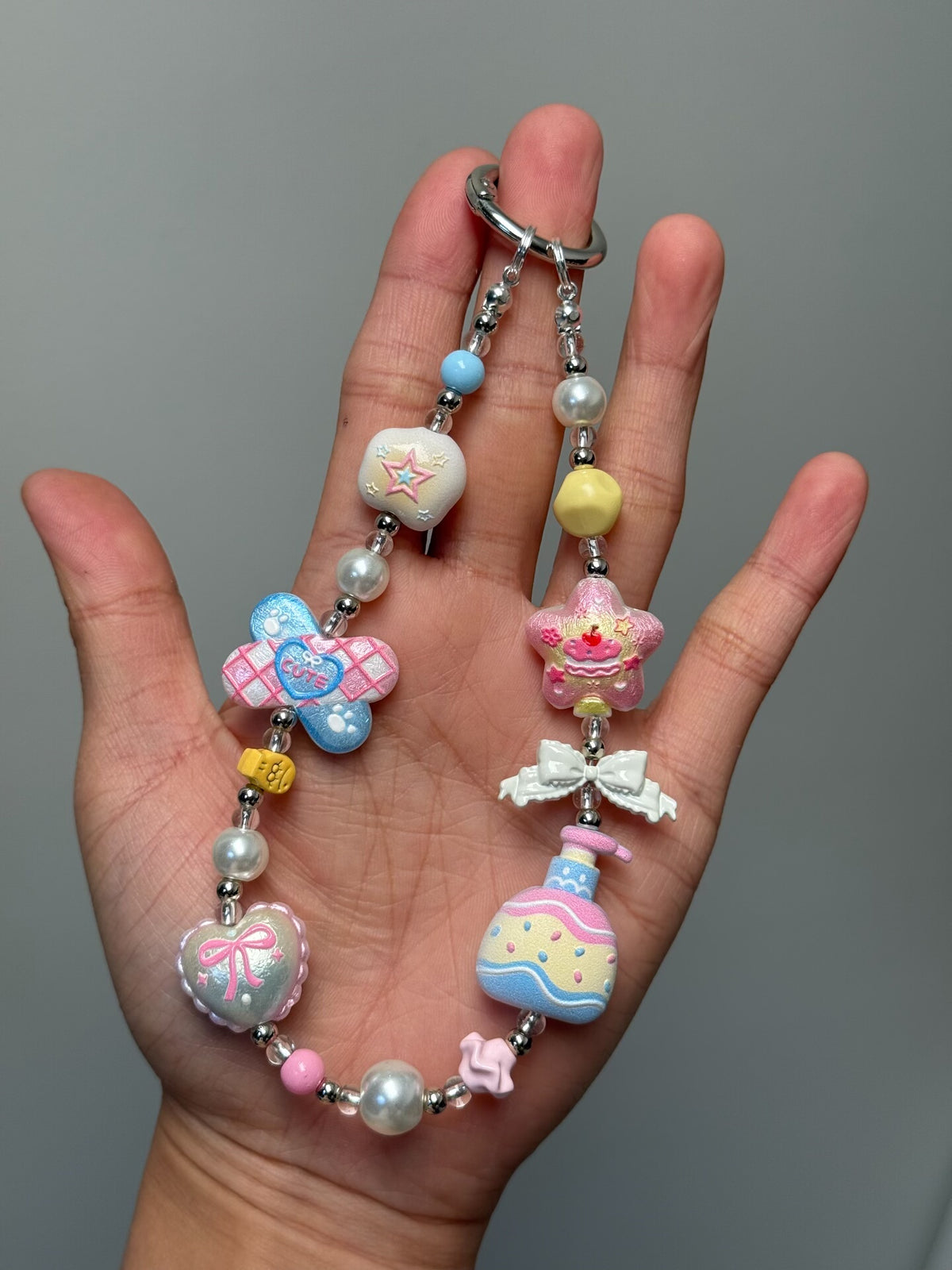 Macaron Color Beaded Phone Strap Charm