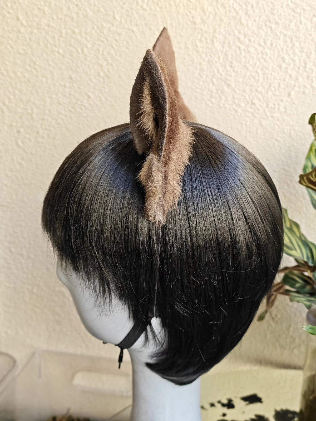 Barrette artisanale aux oreilles de loup et de chien marron