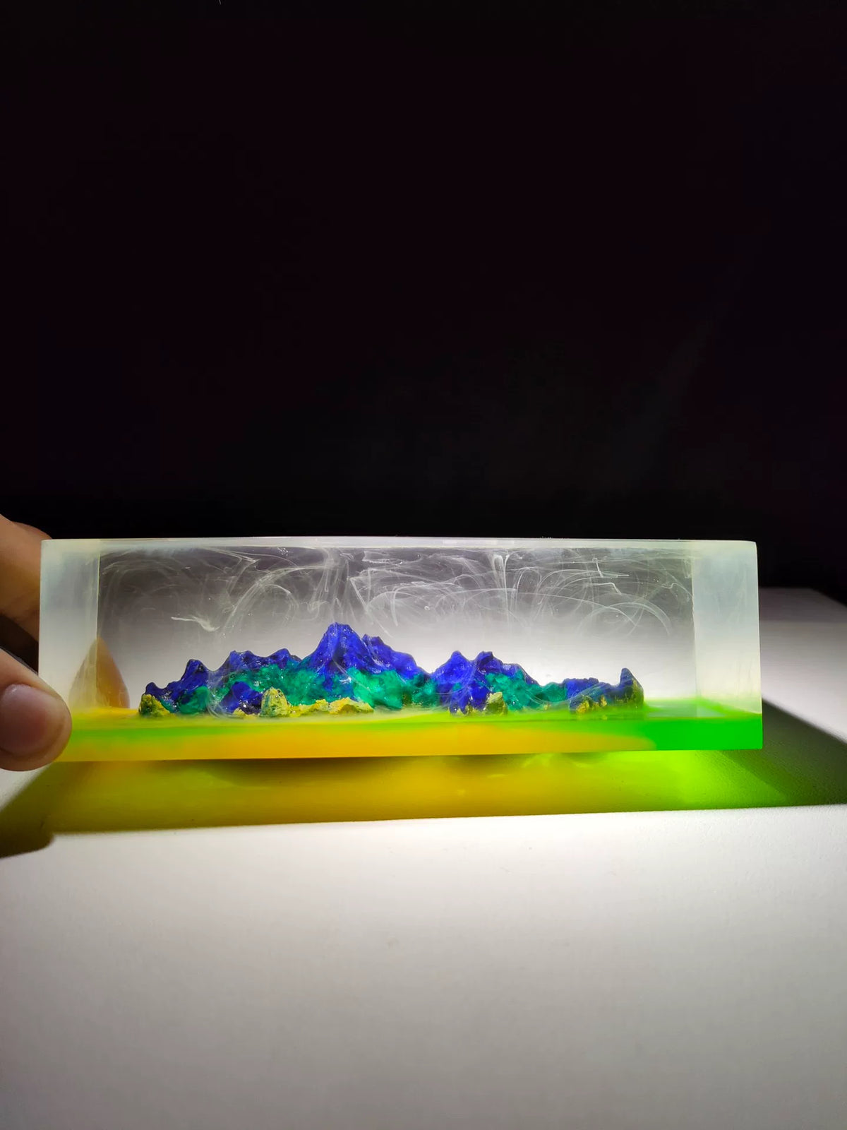 Handmade Clear Resin Mountain Paperweight Ornament