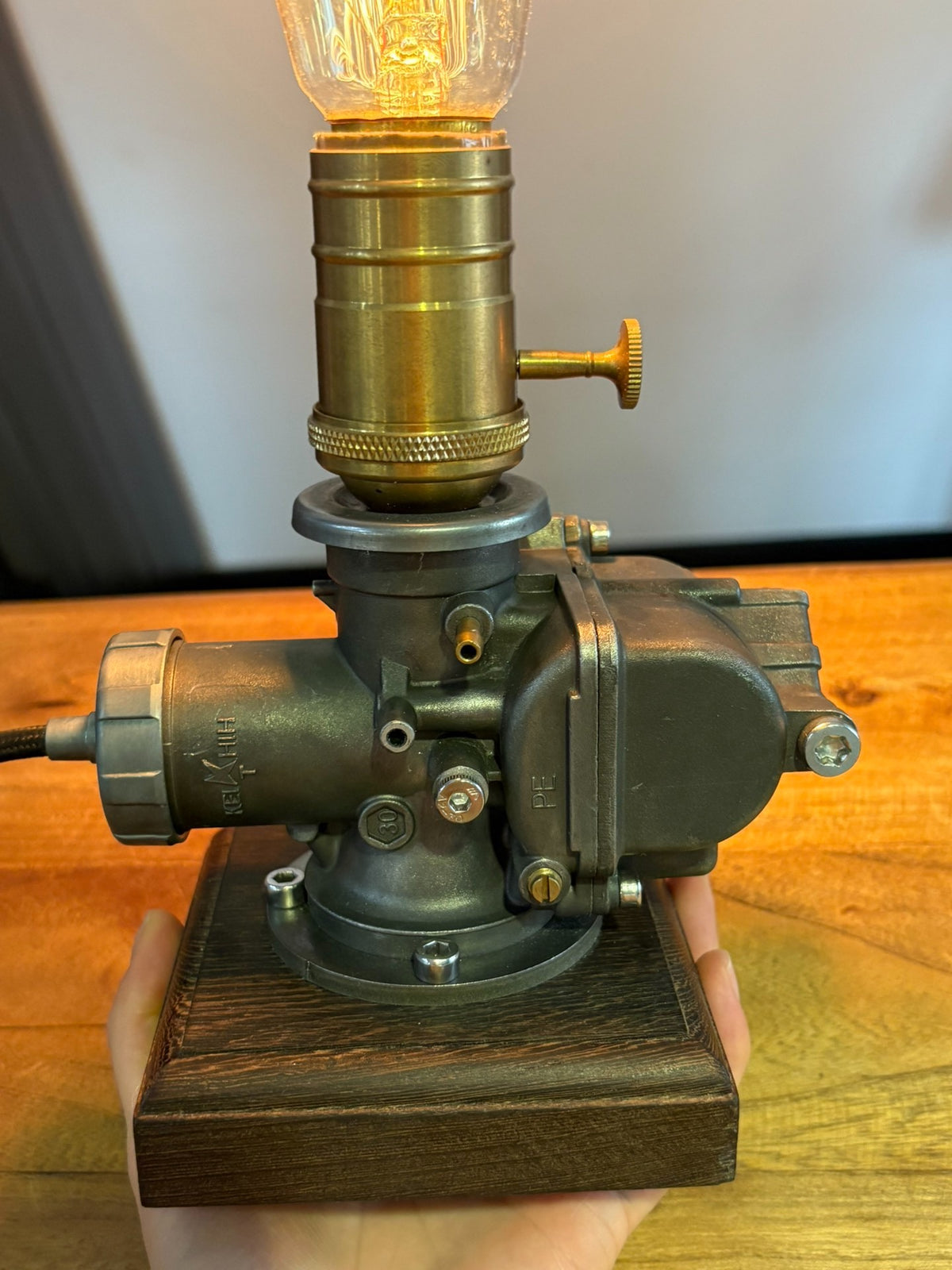 Motorcycle Carburetor Table Lamp