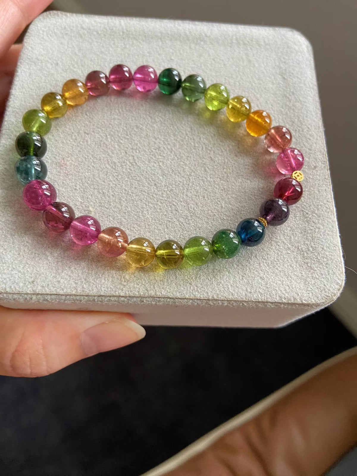 Pulsera de cuentas de turmalina brasileña 7,2 mm