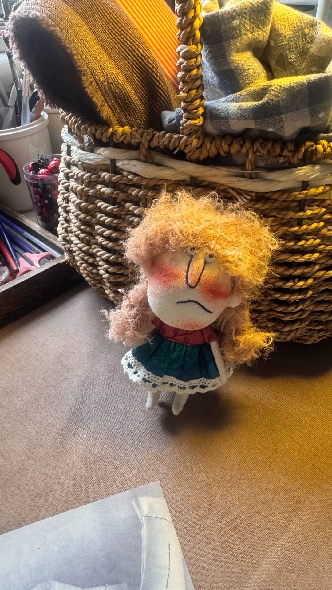 Handmade Cloth Doll with Golden Orange Hair