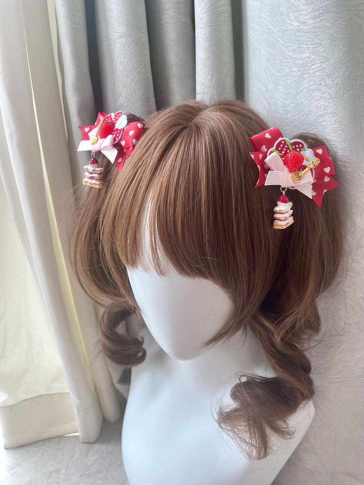 Handmade Lolita Strawberry Cake Hair Clips